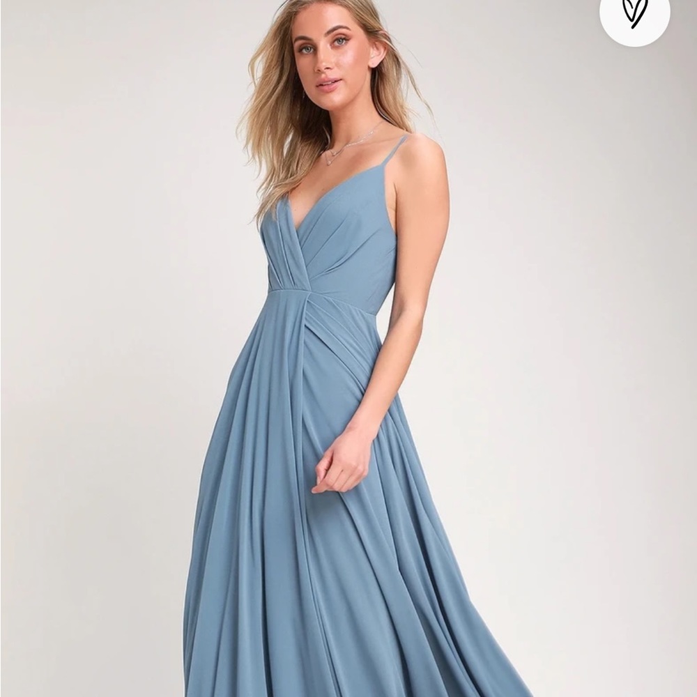 Lulus All About Love Slate Blue Maxi Dress